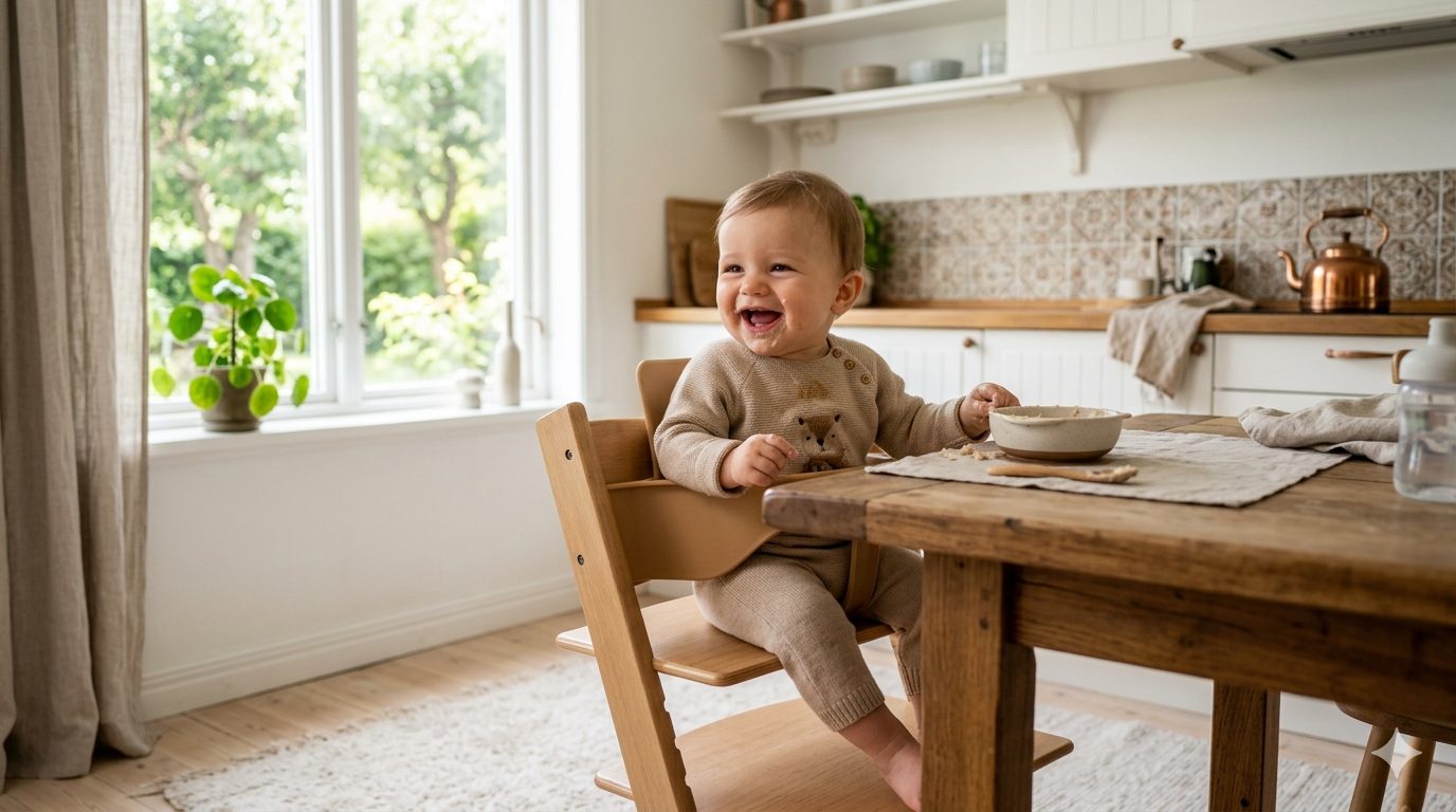Baby im Hochstuhl