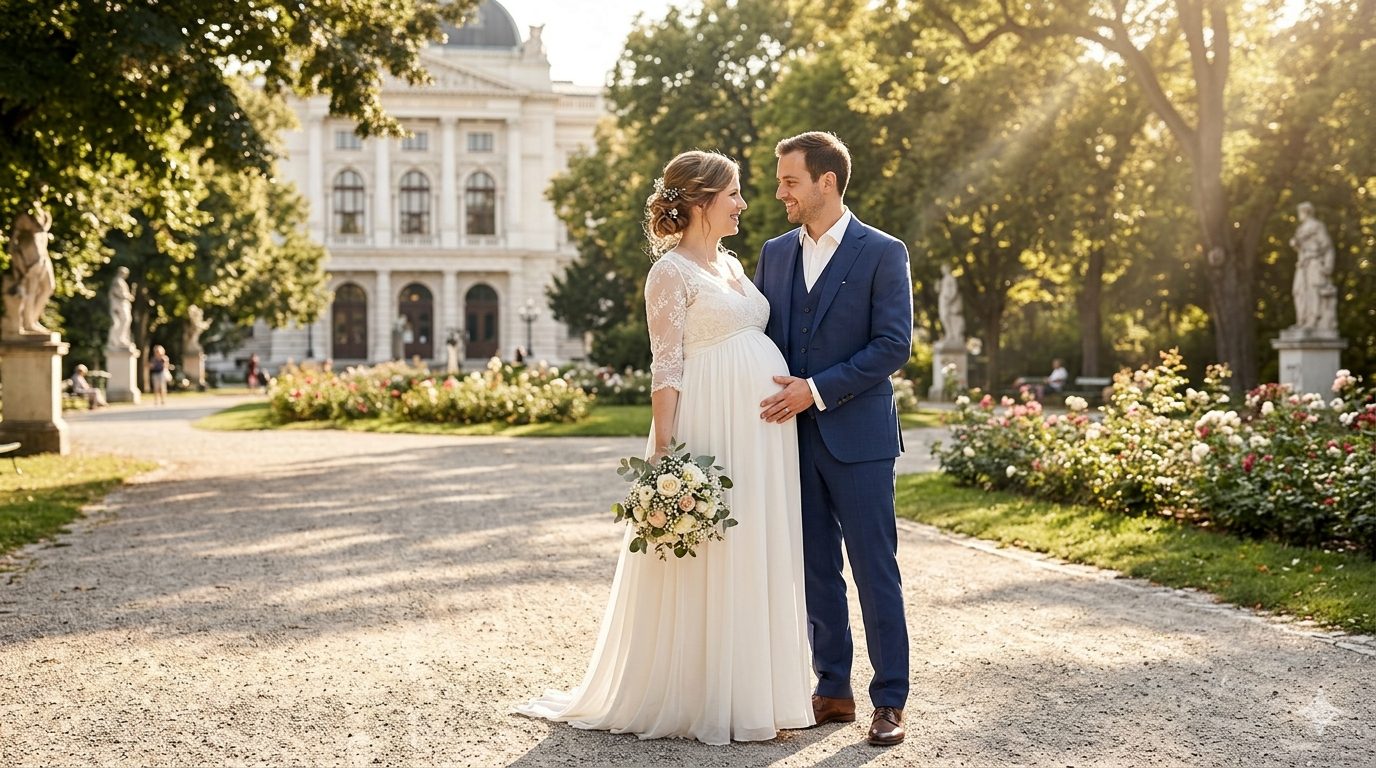 Hochzeit vor und nach der Geburt